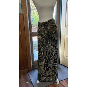 Womens Brown and Black One Size Long Fold Over Waist Stretchy Maxi Skirt